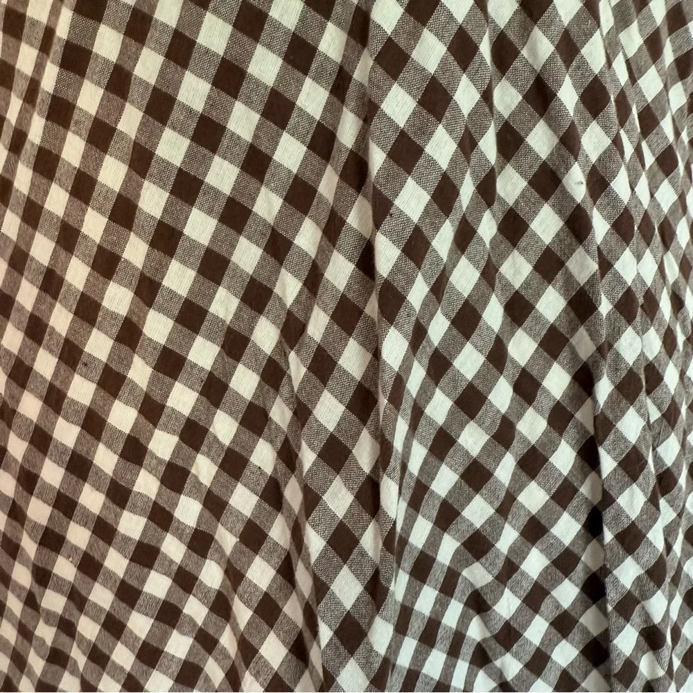 Brown and White Gingham Strapless Sundress - Picture 4 of 6